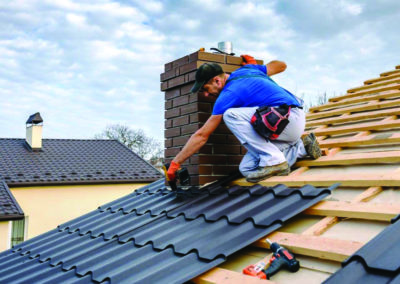 Roofing around chimney stack